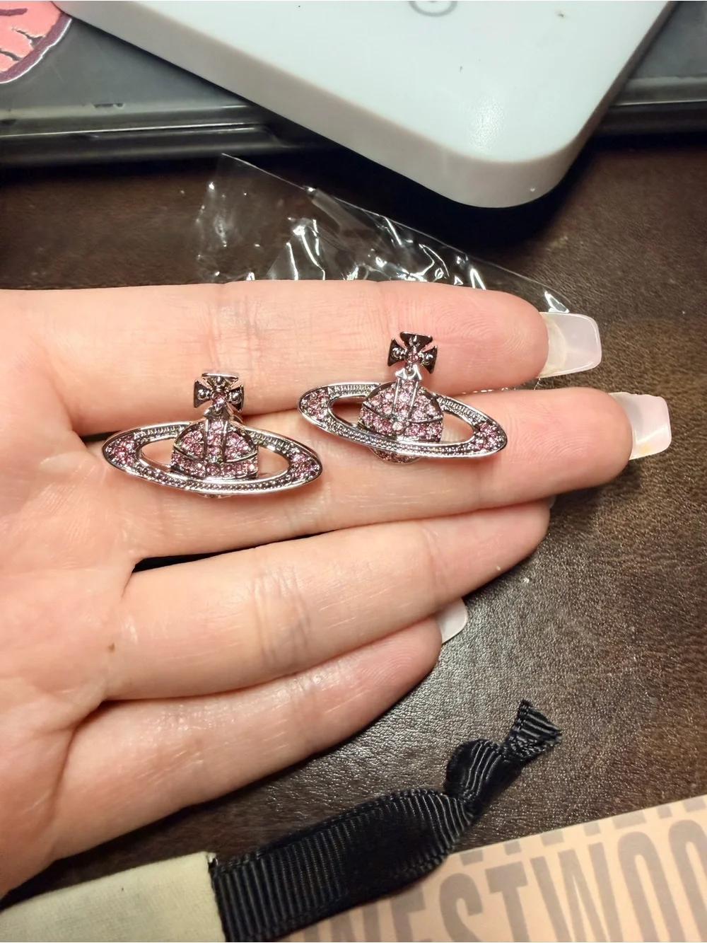 Vivienne Westwood Pink Crystal Orb Earrings